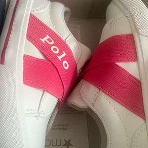 POLO RALPH LAUREN Girls Easten II Sneakers Baja Shoes Pink White Size 9
